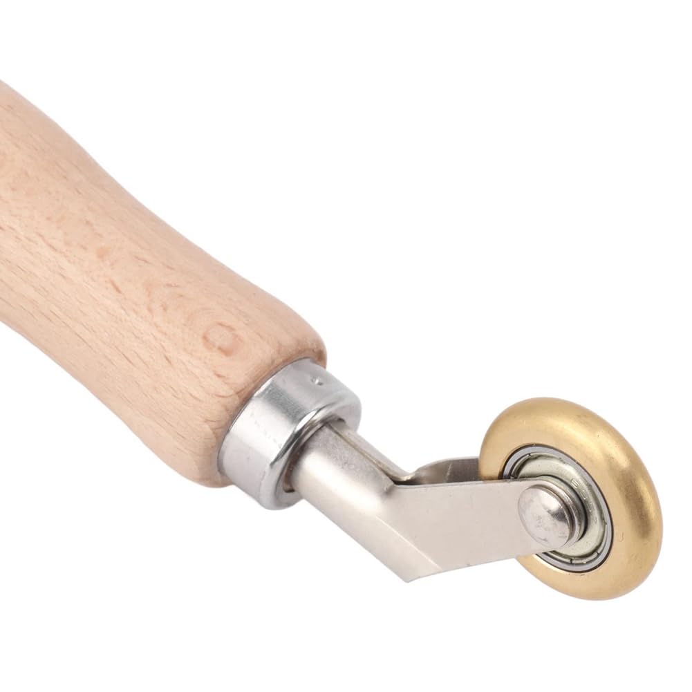 Rouleau de Couture de Papier Peint de 40 mm en Acier, Poignée en Bois Rouleau de Couture en Silicone Roue en Laiton à Double Usage pour le Soudage Du PVC B Facile à Transporter