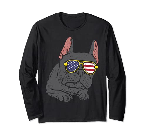 French Bulldog Frenchie American USA 4th Of July Fourth Dog Manga Larga