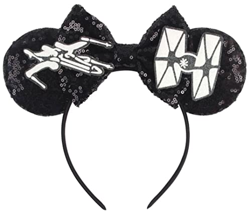 CLGIFT Ears, Darth Vader, Black Mouse Ears, Red Mouse Ears (black)