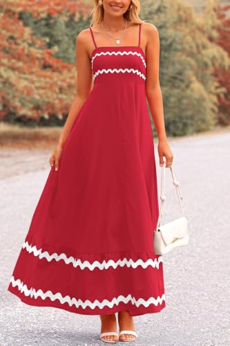 Image of PRETTYGARDEN Women's 2026 Summer Flowy Maxi Dress Casual Sleeveless Spaghetti Strap Ruffle Beach Long Dresses