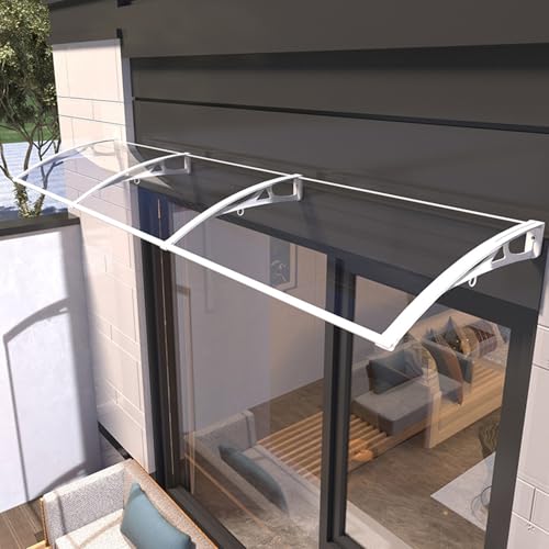 Toldo protector contra lluvia con policarbonato transparente y aluminio