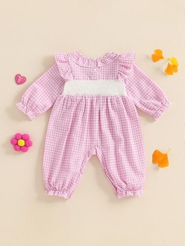 Newborn Baby Girl Fall Clothes Coming Home Outfit daddy's girl Smocked Romper Cute Jumpsuit Winter Outfits3