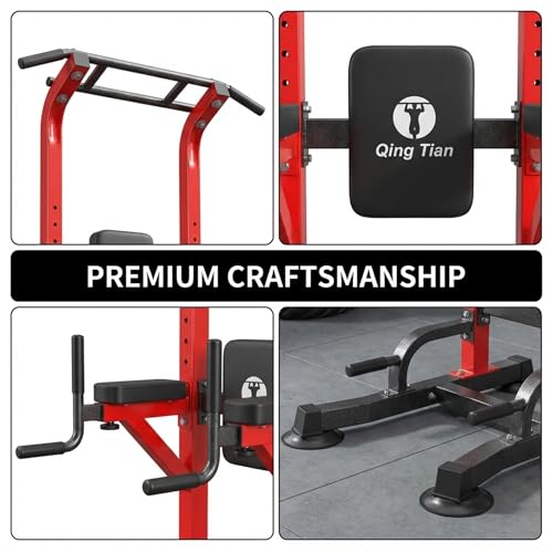 Image of Power Tower Pull Up Bar Dip Station, Free Standing Pull Up Rack Dip Station for Home Gym, 10-Level Adjustable Height Pull Up Bar Stand Dip Bar Strength Training Workout Equipment