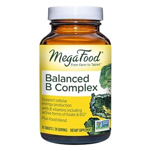 MegaFood Balanced B Complex – B Complex Vitamin That Helps Support Cellular Energy with Vitamins B1, B2, B3, B5, B6, B7, B9, B12 – Vegan, Kosher, and Non GMO – Made Without 9 Food Allergens – 30 Tabs