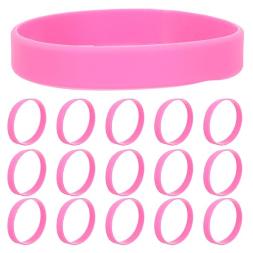 UKCOCO Pulseras de Silicona Sólidas para Hombre y Mujer, 60 Unidades, Pulseras Elásticas Flexibles de Color Rosa para Identificación, Eventos, Fiestas y Uso Deportivo