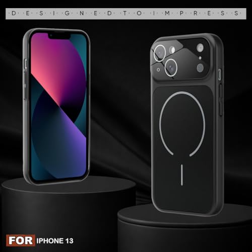 Image of SHINESTAR Premium Luxury Case Compatible with iPhone 13 | Protective Back Cover with Camera Lens Safety | Wireless Charging Support | Slim Fit Durable Design | Enhanced Grip Protection Black