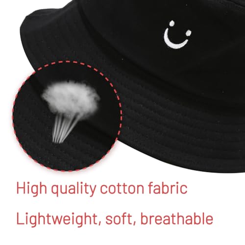 Image of Cotton Bucket Hat for Women Men Summer Travel Sun Beach Bucket Cap, Unisex Outdoor Fisherman Hat