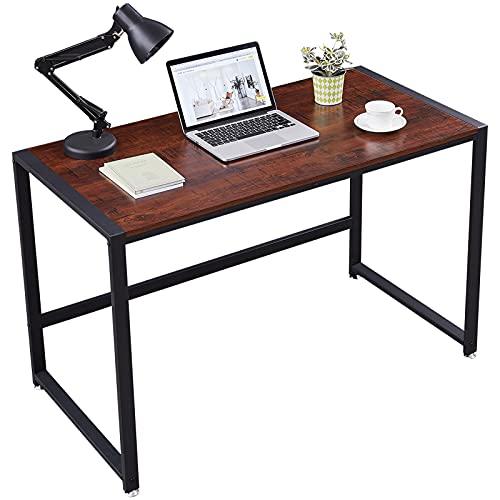 HEYTOWN Computer Desk 47 inch Sturdy Home Office Desk, Modern Simple Style Writing Table Large PC Laptop Workstation for Study Room Bedroom Living Room Office Room, Easy to Assemble