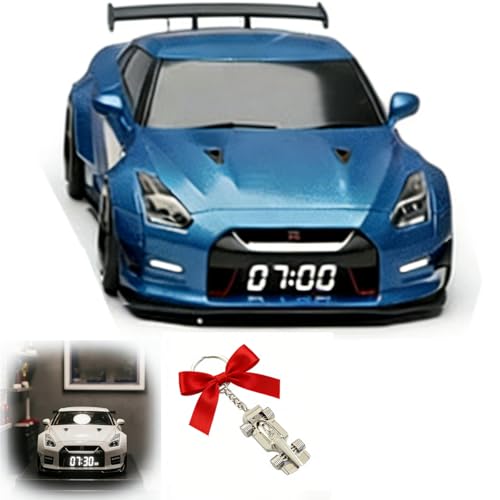 Image of Hypercar Alarm Clock,Sports Car Alarm Clock with Crystal Clear LED Display Screen,for Interior Decoration and car Enthusiasts (Blue)