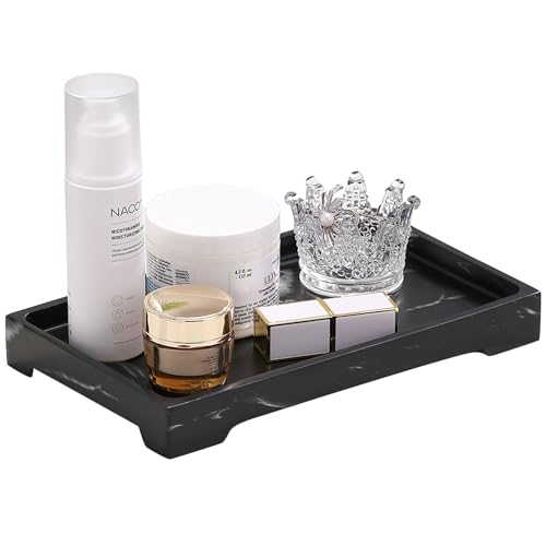 Image of Luxspire Bathroom Sink Vanity Trays, 10 inch x 6 inch Resin Vanity Tray for Soap Dispenser, Kitchen Sink Trays, Vanity Countertop Organizer for Candles Soap Towel Perfume Holder Jewlery, Marble Style -M- Ink