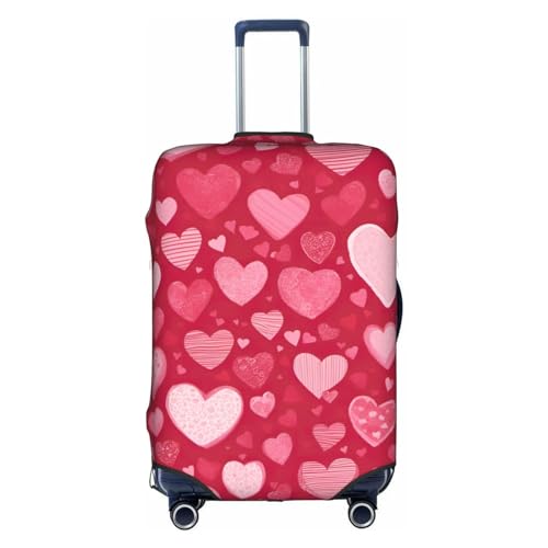 Valentine Day Print Travel Luggage Cover Suitcase Protector With Concealed Zipper Washable Elastic Cloth