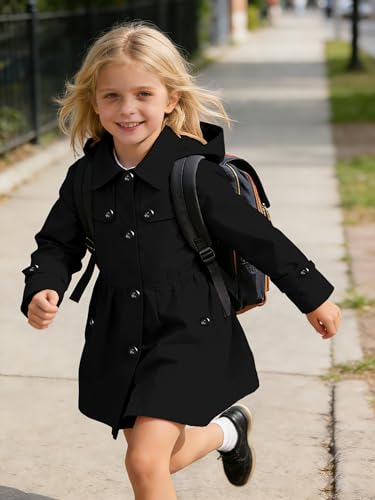 Image of SANGTREE Girl's Waterproof Trench Coat Hooded Lightweight Windbreaker Rain Jackets