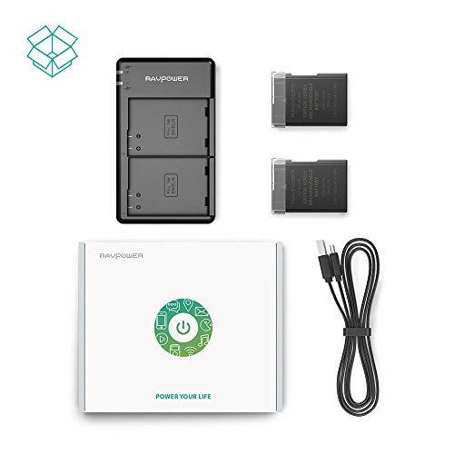 image for EN-EL14 EN EL14A RAVPower Battery Charger and 2-Pack Rechargeable Li-i