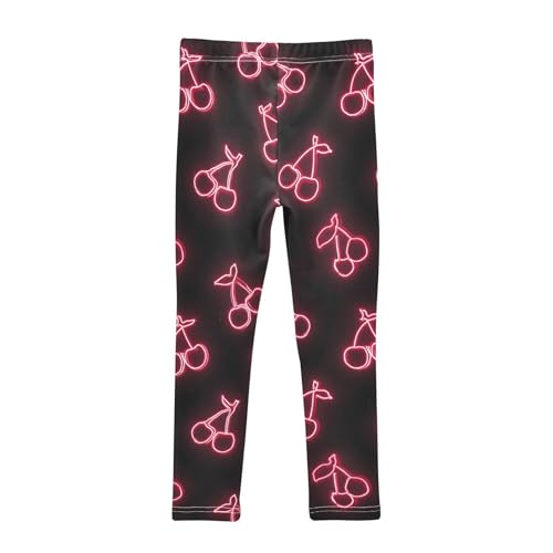 Pink Neon Cherry Girls Leggings Soft Stretch Workout Yoga Dance Pants for Kids Casual Tights2