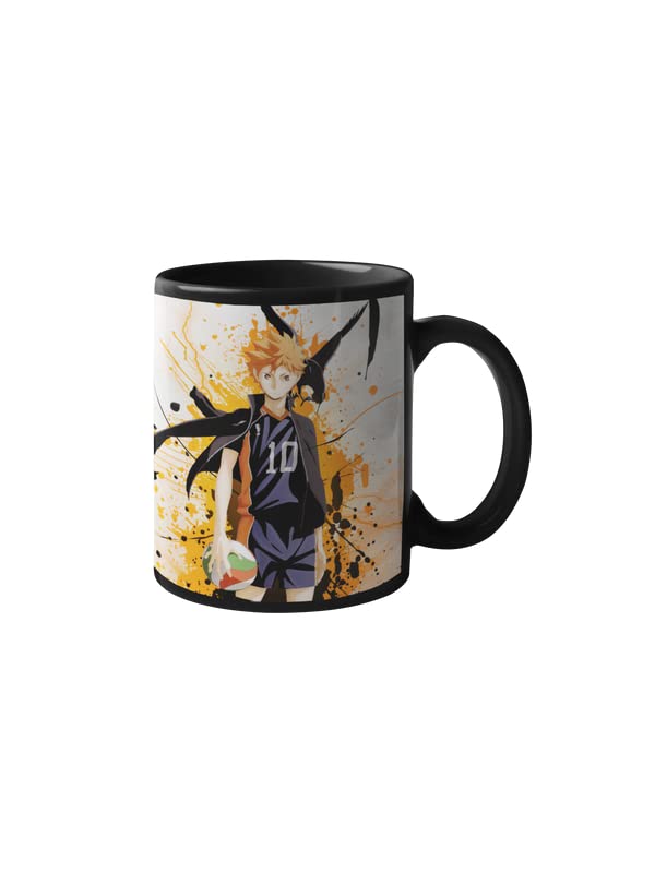 FOKAT Hinata Shoyo Haikyuu Anime | Premium Ceramic Mug for Tea, Coffee | Black