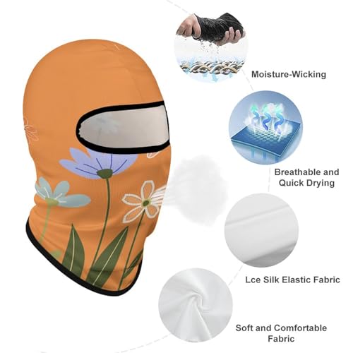 Balaclava para hombre, máscara para esquí y ciclismo con diseño artístico de flores, cubreboca para invierno miniatura 3