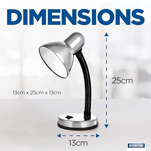 Image of Status Palma SBDL2028ESSLV16 Desk Lamp Flexible Desk Lamp Silver Desk Lamp Study Office Bedroom