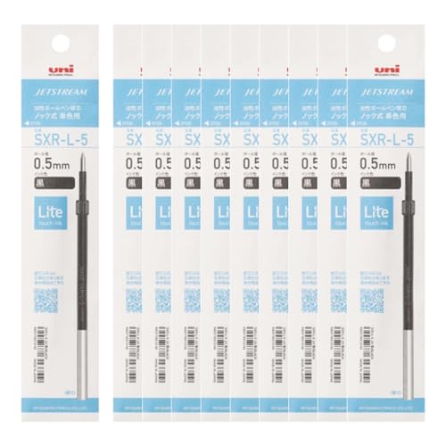 三菱鉛筆 Uni Jetstream Lite Touch Ink Refill, for Retractable Single-Color Pen Type, 0.5mm Fine Point, Black Ink, SXRL5.24, Box of 10