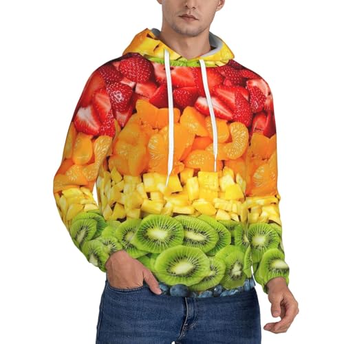 Sweat à capuche fruits arc-en-ciel unisexe décontracté avec poche ventrale