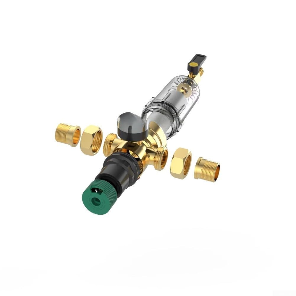Regolatore di pressione dell'acqua con manometro e filtro per sedimenti risciacquabile, setaccio in acciaio inox 316 40 mesh, regolabile 0,1-0,8 MPa, per connettore tubo da 1/2 3/4 1 pollice (3/4