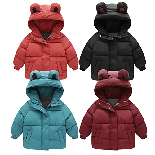 Toddler Kids Baby Boys Girls Winter Warm Solid Coats Ears Hooded Padded Jacket Outwear Boys Rain Jackets2