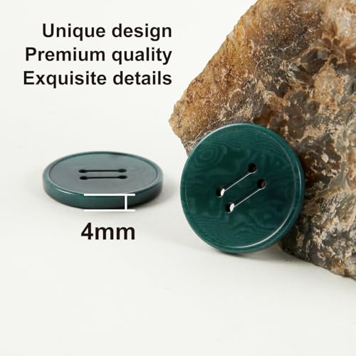 Boutons à 4 trous bleu foncé 25 mm Inotionstyle JADS00629K pour manteaux de laine - Lot de 6