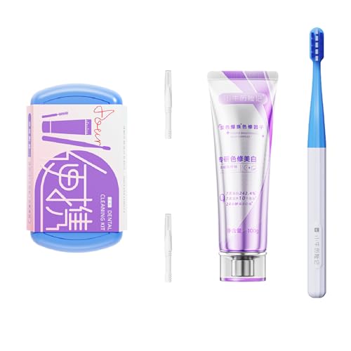 Vonmerie Kit de voyage – Brosse à dents de voyage pliable avec cure-dents orthodontique et dentifrice, mini brosse à dents pour adultes et enfants, avec appareil dentaire, kit de voyage orthodontique