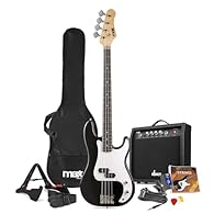 Complete beginner bass guitar starter pack providing everything required for learners and aspiring musicians; including full-size electric bass, powerful amplifier, accessories and lessons. The full-size electric bass guitar delivers smooth playabili...