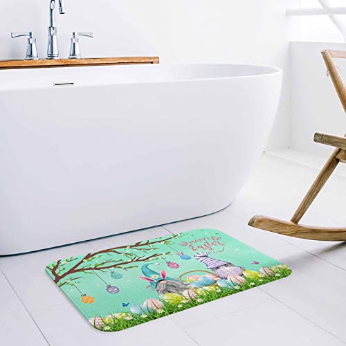 Teather Gnome Easter Eggs Bath Rugs Daisy Flower Butterfly Sponge Doormat Absorbent Non Slip Backing Durable Soft Flannel Mat Memory Foam Mats Carpet Bathroom Kitchen, 18 X 30 Inches, 18Inch X 30Inch #TOP1