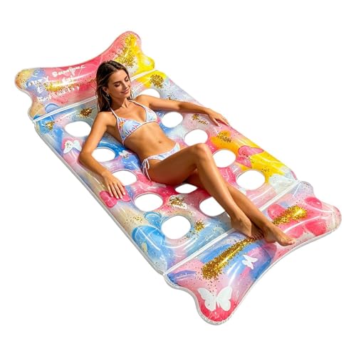 Flotteur de piscine gonflable avec nœud à paillettes brillant pour sublimer vos photos d'été