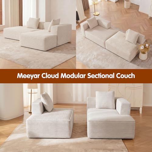 Image of Modular Sectional Sofa, Cloud Sectional Couch with Deep Seat, Modern L-Shape Sofa Couch with Chaise,Upholstered Boneless Couches for Living Room Bedroom (Beige, Right Facing Chaise)