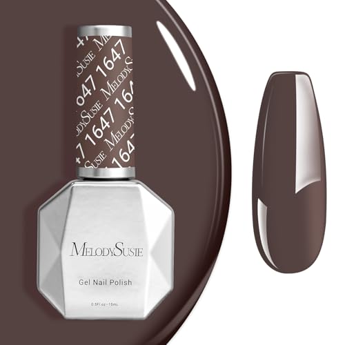 Image of MelodySusie Dark Brown Gel Nail Polish, 0.5 fl oz Soak Off UV LED Gray Brown Gel Polish Gift for Women Nail Art Manicure Salon DIY Nail Design Decoration at Home-1647-A2206