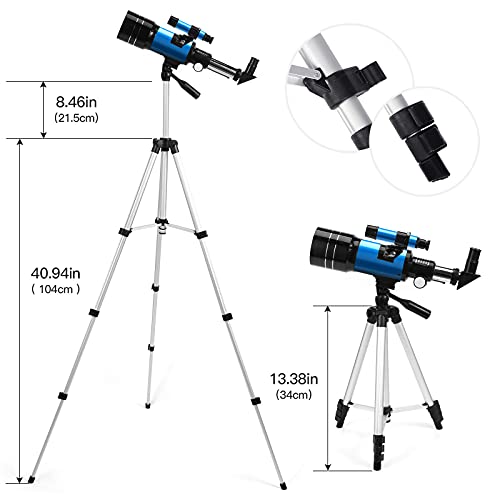 Telescope For Kids &Adults &Beginners,70Mm Aperture 300Mm Az Mount With Adjustable Tripod And Fully Multi-Coated Optics, Portable Astronomy Refractor Telescope #TOP2