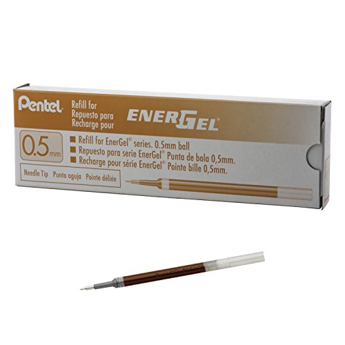 Image of Pentel Refill Ink for EnerGel Pen Needle Tip, Fine, 12 Pack, 0.5mm, Orange (LRN5-F)