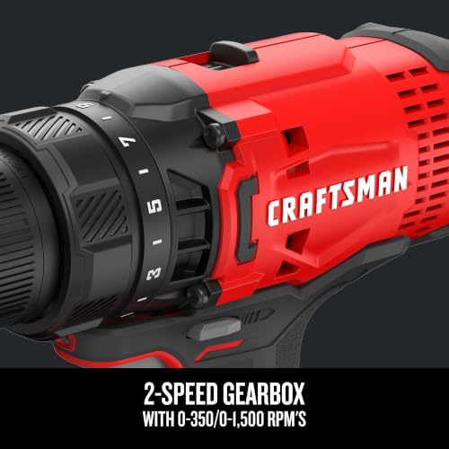 Image of CRAFTSMAN V20 Cordless Drill /Driver Kit, 1 /2 inch, Battery and Charger Included (CMCD700C1)