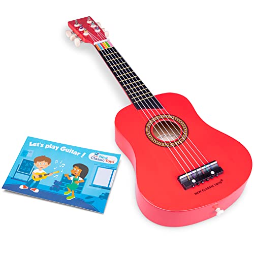 New Classic Toys Instrument de Musique pour débutants Guitare de Luxe avec Le Livre de Musique- Rouge