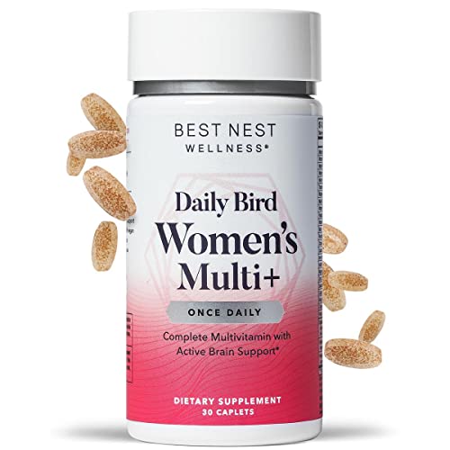Daily Bird Women's Multivitamin for Women with Probiotics, Methylfolate, Natural Whole Food Organic Blend, Once Daily Vitamins, Gluten Free, 30 Ct. Includes Bonus Top Smart Brain Guide, value $19.95