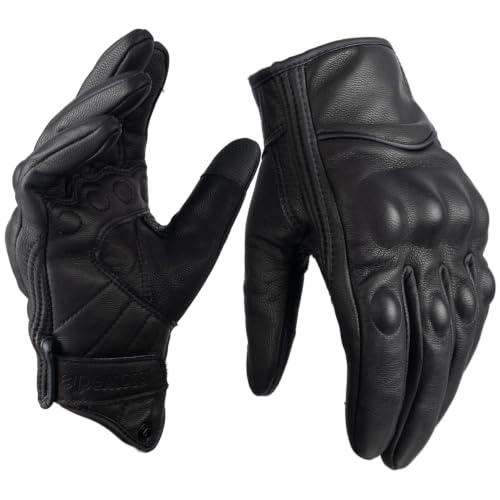 Gants cuir chèvre homme doigts longs, écran tactile, coupe-vent (L)