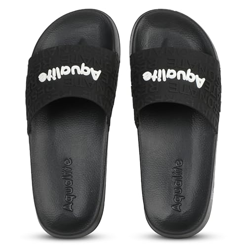 Image of Aqualite NEO-266 Men Slide Slippers with Comfotable Sole Slip-On Flat Flip Flops, Sliders, Chappal & Comfort Insole Slipper for Men