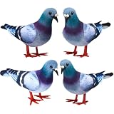 Roowest 4 Pack Artificial Foam Model Pigeon Fake Pigeon Simulation Mini Artificial Dove Birds Figurine for Garden Lawn Home Decoration Party Wedding Supply