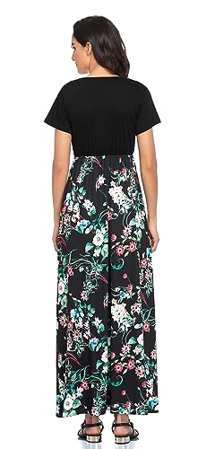 Image of Lacavocor Womens Short Sleeve Maxi Dresses Empire Waist Long Dress