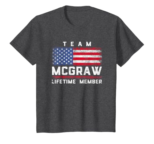 McGraw Family Name - Team McGraw Lifetime Member T-Shirt, Youth, Dark Heather Grey, Medium