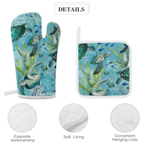 Gants de cuisine résistants chaleur maniques tortue de mer - 5
