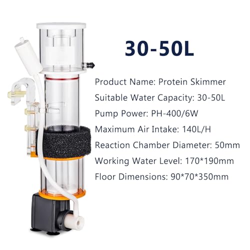 Skimmer proteico per acquari di acqua salata, migliora la qualità dell'acqua per acquari fino a 130 litri