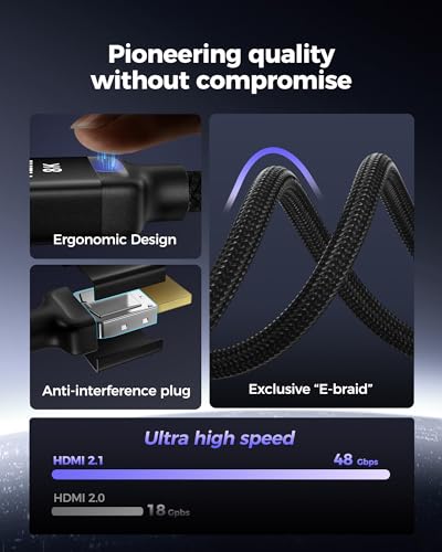 Image of Silkland 10K 8K HDMI 2.1 Cable 10FT, (Upgrade Braided) Certified Ultra High Speed HDMI Cable [8K@60Hz, 4K@120Hz] 48Gbps, HDR, eARC, HDCP 2.2&2.3, Compatible for Soundbar /PS5 /Xbox /Roku TV