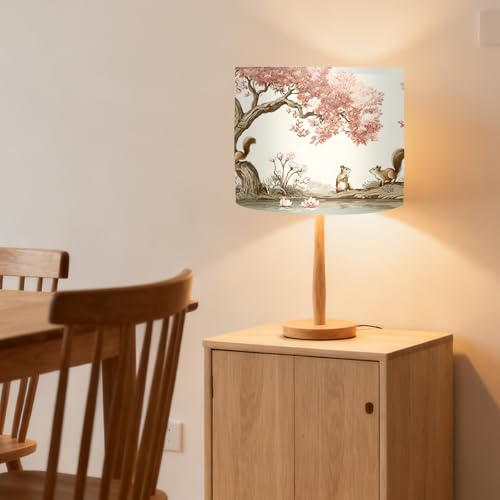 Image of Nuxovilar Lamp Shades Set of 2, 13 inch Top x 13 inch Bottom x 10 inch High (Spider) | Large lamp shades floral tree squirrel design kids room bedroom studio art nook covers (Squirrel)