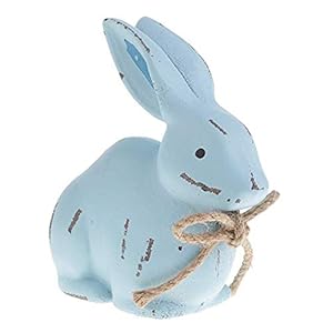 Easter Bunny Decor Spring Easter Bunny Figurine Decoration Vintage Rustic Blue Speckled Farmhouse Bunnies Rabbit Figurine Statue Home Decor Tray Table Centerpiece Mantels Decor Ornament