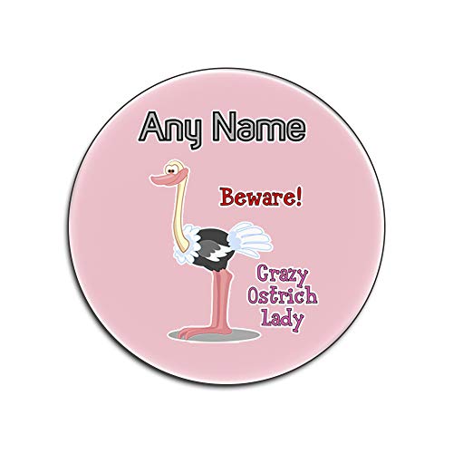 Dessous-de-verre crazy autruche rose brillant lot de 4 rond personnalisable protection table