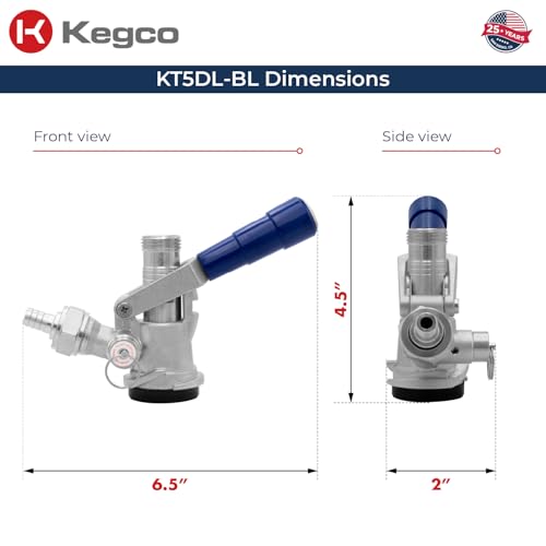 Image of Kegco Beer Keg Coupler D System Tap - Blue Lever Handle
