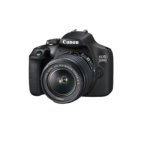 Canon EOS 2000d | Appareil Photo Réflex + (APS-C, 24.1 MP, WiFi, Full HD) + 2ème Batterie + Objectif EF-S 18-55mm f/3,5-5,6 is II stabilisé – Amazon Exclusive Noir